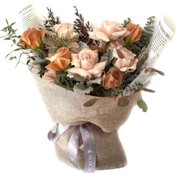 11 Cappuccino Sandy Roses Bouquet — Hamblins Florist, McMahons Point