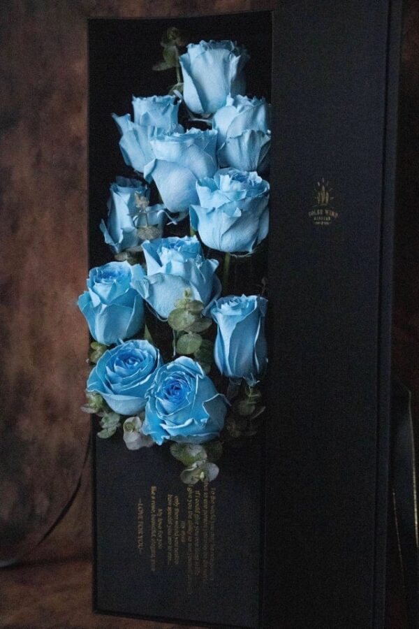11 Premium Blue Roses in Luxury Box — Hamblins Florist, McMahons Point