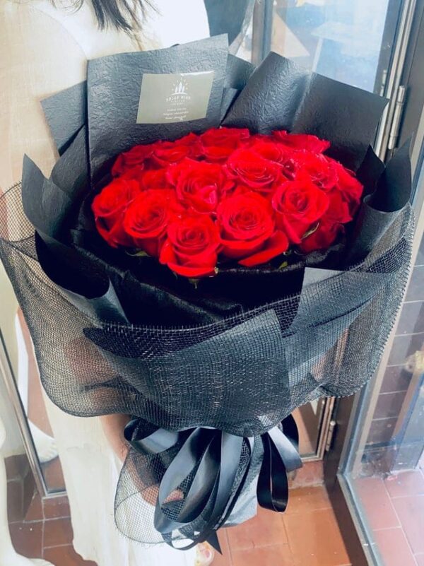 22 Red Roses in Black — Hamblins Florist, McMahons Point
