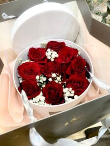 Red Roses bouquet hand-arranged by Hamblins Florist