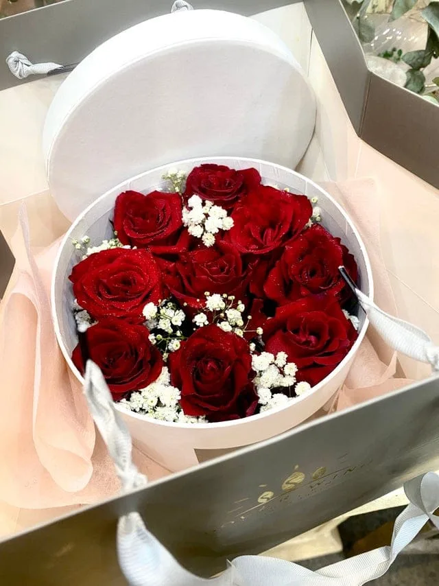 Red Roses bouquet hand-arranged by Hamblins Florist