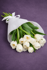 White Tulip Bouquet hand-arranged by Hamblins Florist
