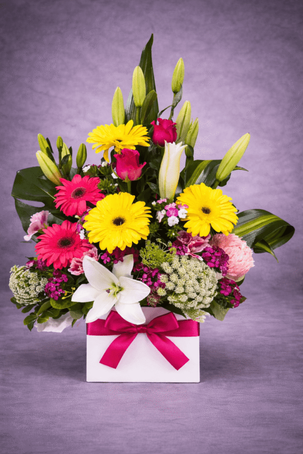 Vibrant Floral Arrangement in Gift Box — Hamblins Florist, McMahons Point
