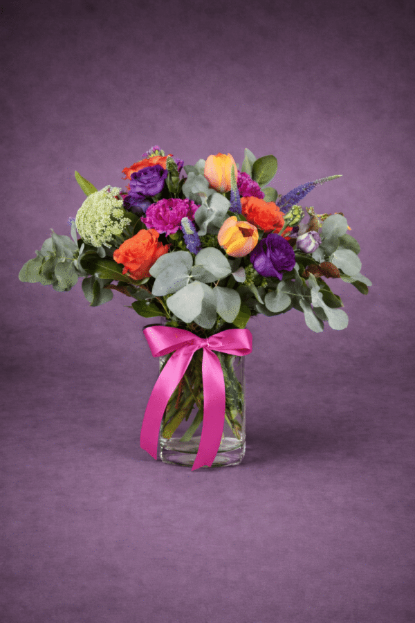 Vibrant Bouquet in a Glass Vase — Hamblins Florist, McMahons Point