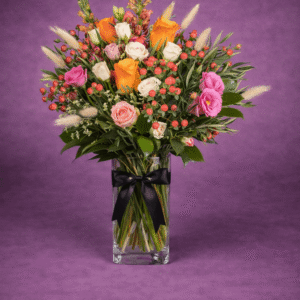 Vibrant Floral Bouquet in Glass Vase Signature